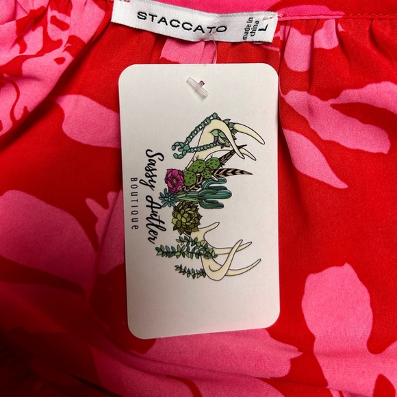 Staccato • Large • Hot Pink • Floral • Boho • Long Sleeve Blouse • New W/ Tags - Picture 10 of 11